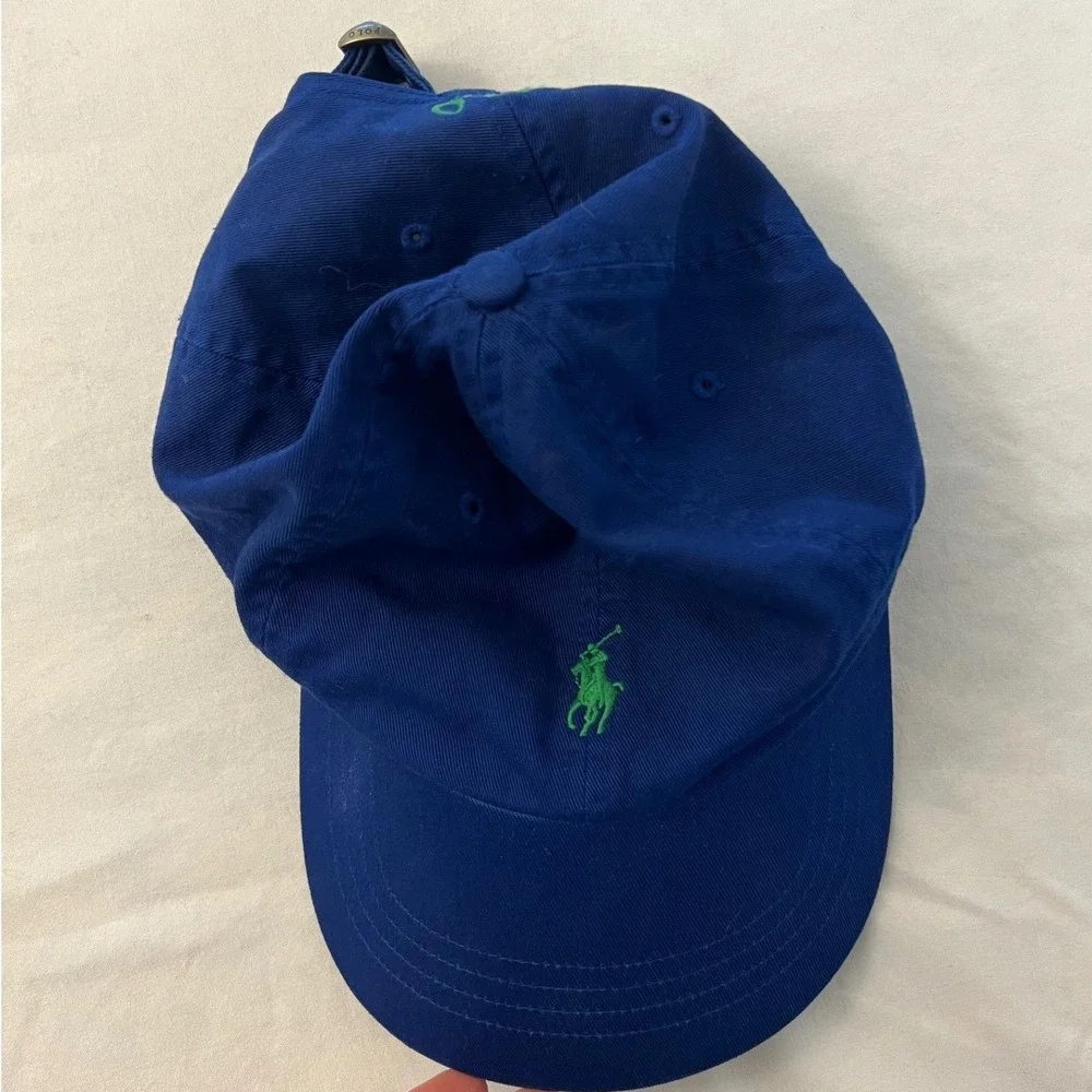 Polo Ralph Lauren Mens Royal Blue Green Pony Logo Adjustable Baseball Cap Hat